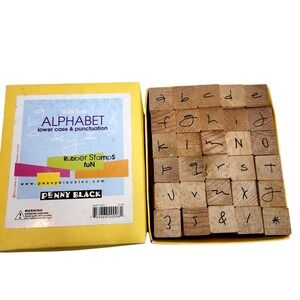 Penny Black Kate Text Alphabet Stamps Lowercase Punctuation‎ Rubber Wood Mounted
